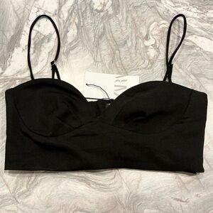 Zara Black Bra Party Summer Lingerie Top With Adjustable Straps New Size M